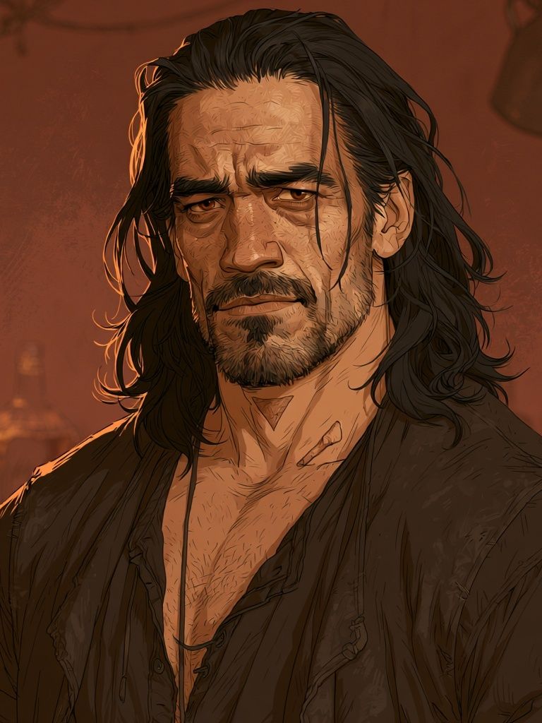 Brooding Man Portrait Illustration Poster.