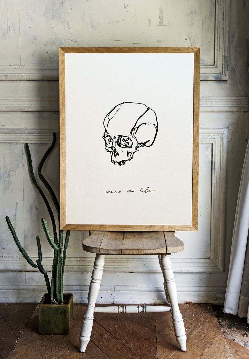 Skull Line Art Print. — room view 1