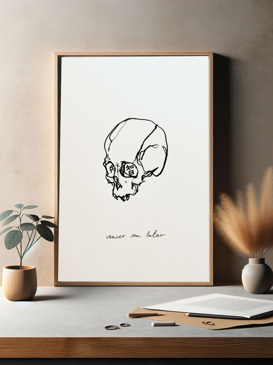 Skull Line Art Print. — room view 2