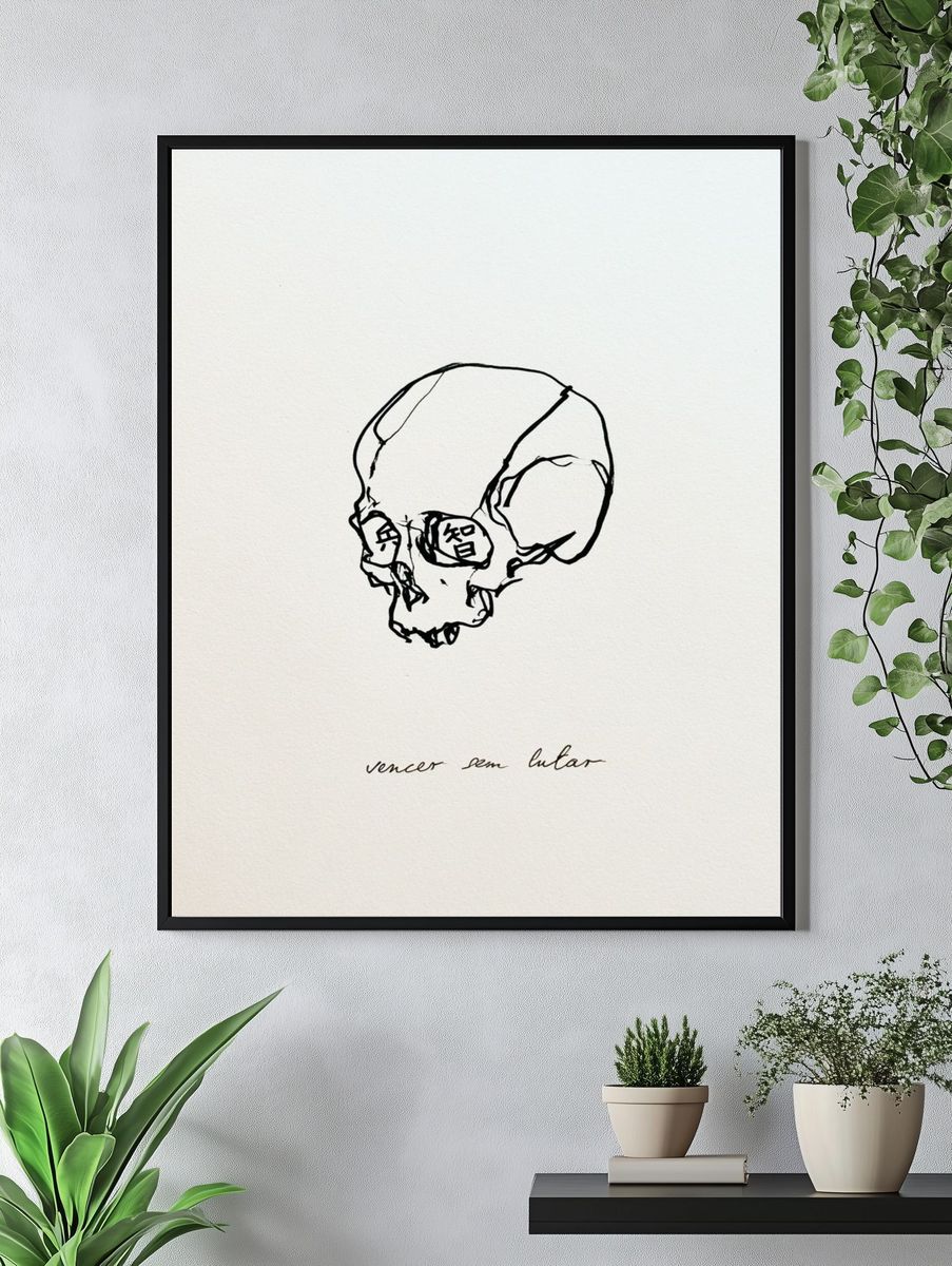 Skull Line Art Print. — room view 4