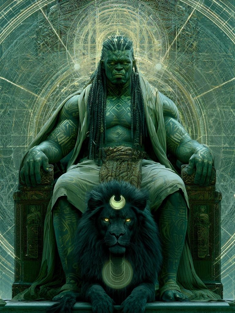 Green Guardian Throne Illustration Poster. poster — illustration art