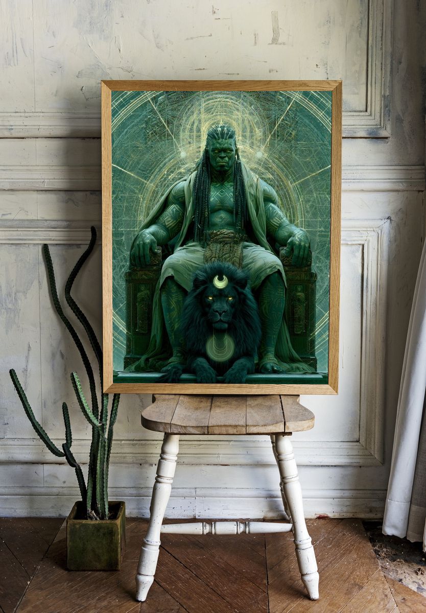 Green Guardian Throne Illustration Poster. — room view 1