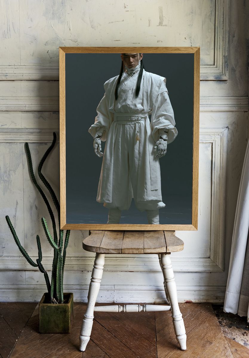 Cyber Monk Portrait Print. — room view 1