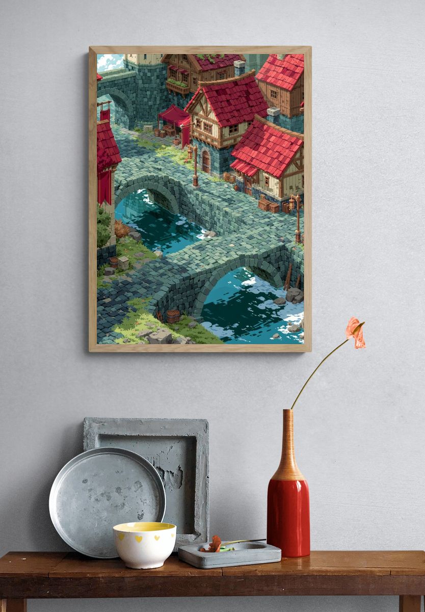 Retro Sci-Fi Desert Colony Poster. — room view 3