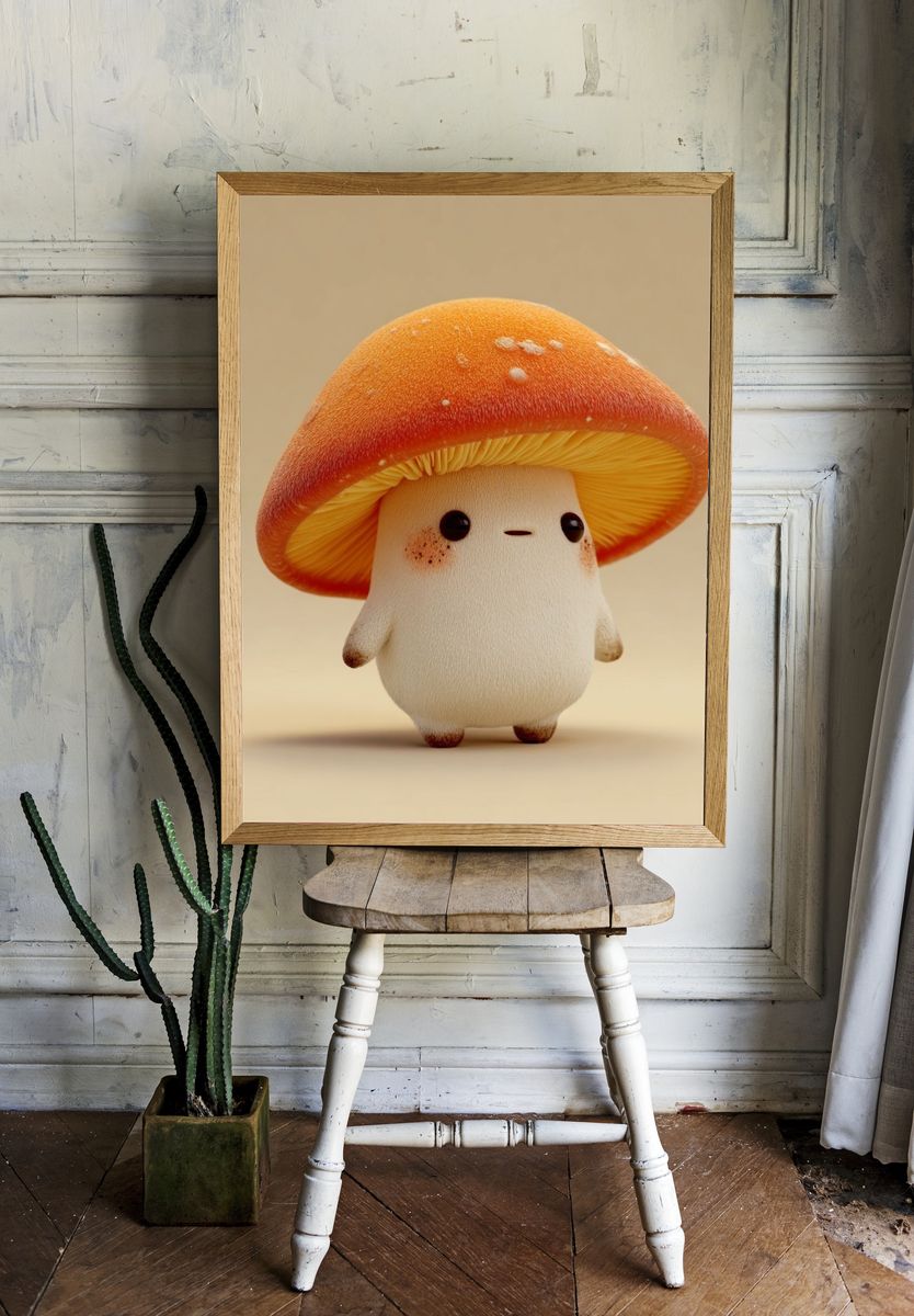 Cute Mushroom Character Illustration Poster. room preview