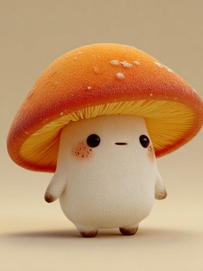 Cute Mushroom Character Illustration Poster.