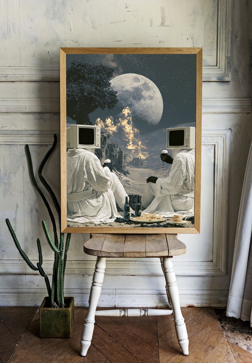 Surreal Moonlit Picnic Poster. — room view 1
