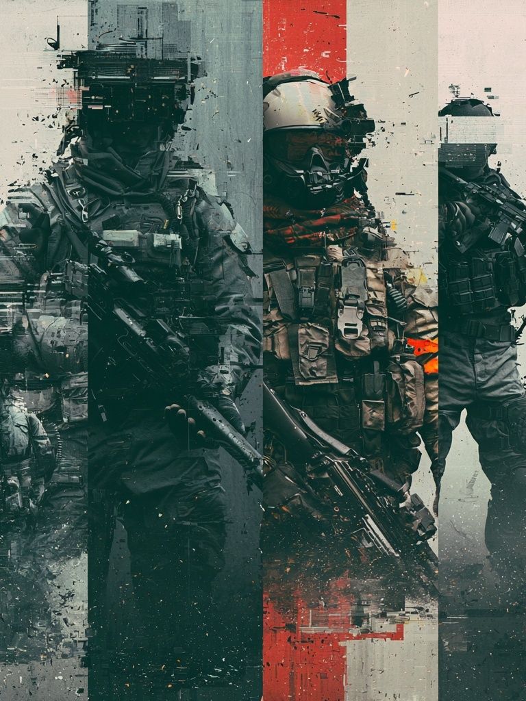 Tactical Soldiers Glitch Poster. poster detail