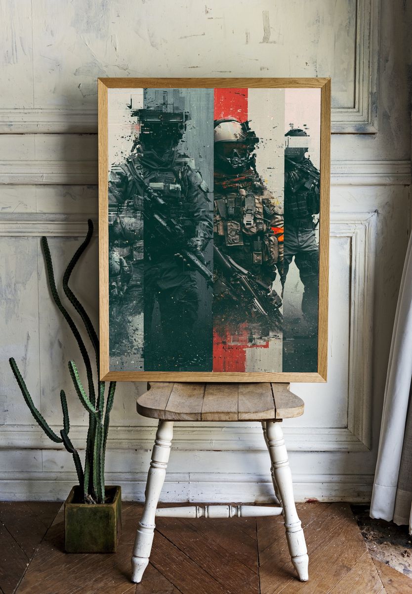 Tactical Soldiers Glitch Poster. — room view 1