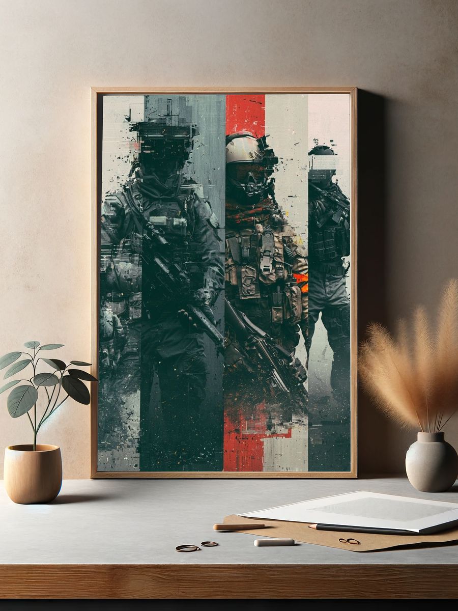 Tactical Soldiers Glitch Poster. — room view 2