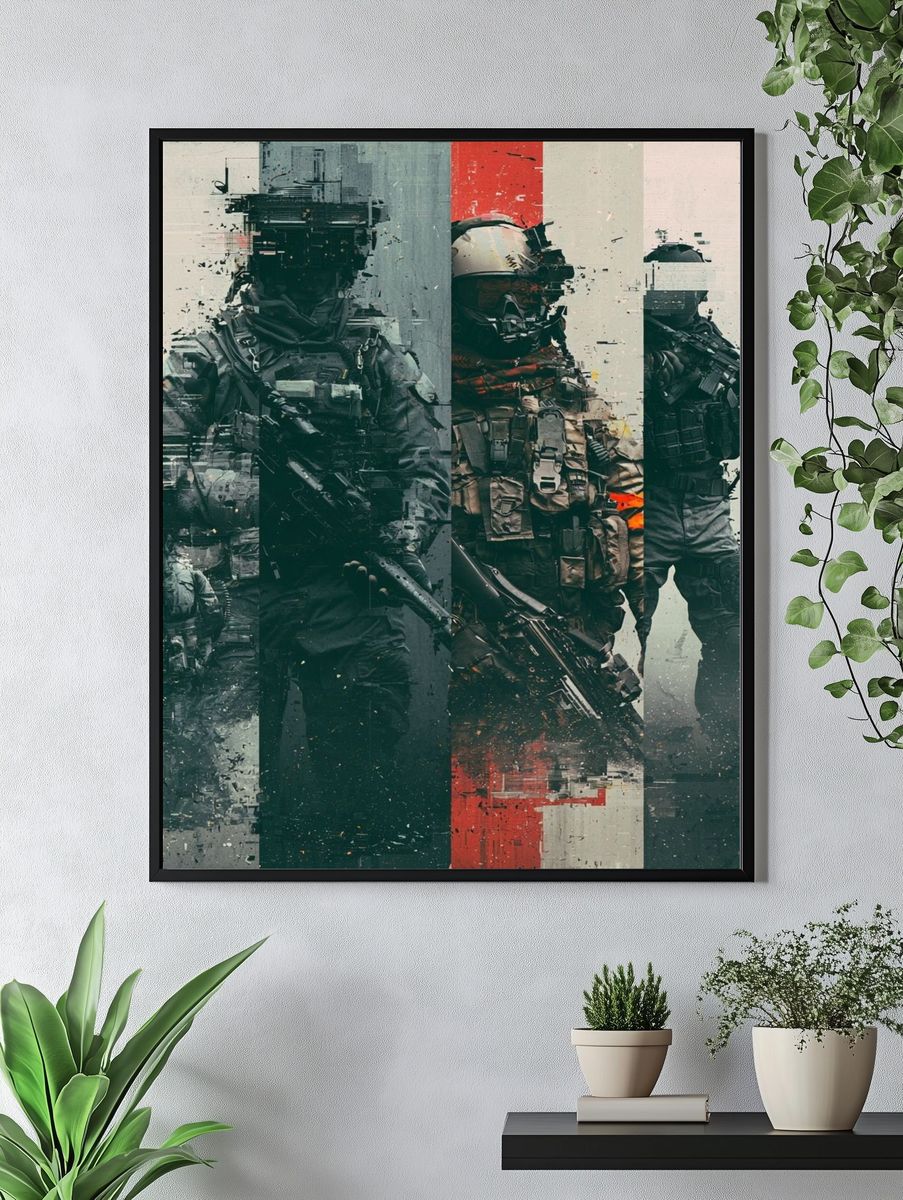 Tactical Soldiers Glitch Poster. — room view 4