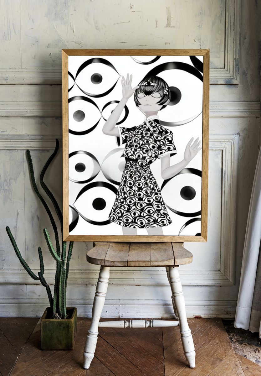 Surreal Eye Pattern Fashion Poster. room preview