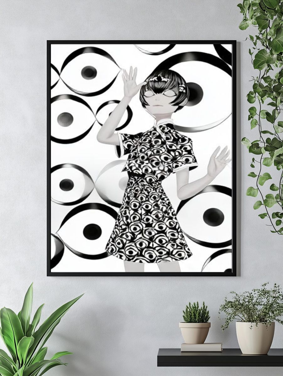 Surreal Eye Pattern Fashion Poster. — room view 4
