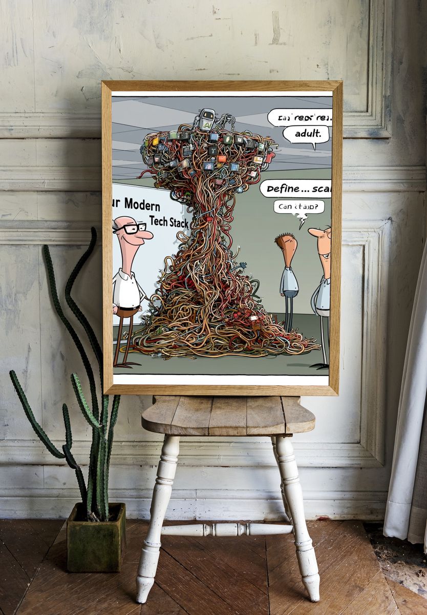 Modern Tech Stack Cartoon Poster. room preview