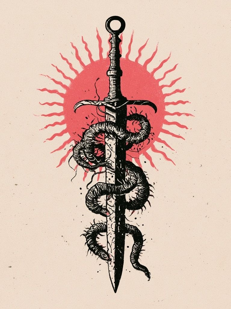 Serpent Sword Illustration Poster. poster detail
