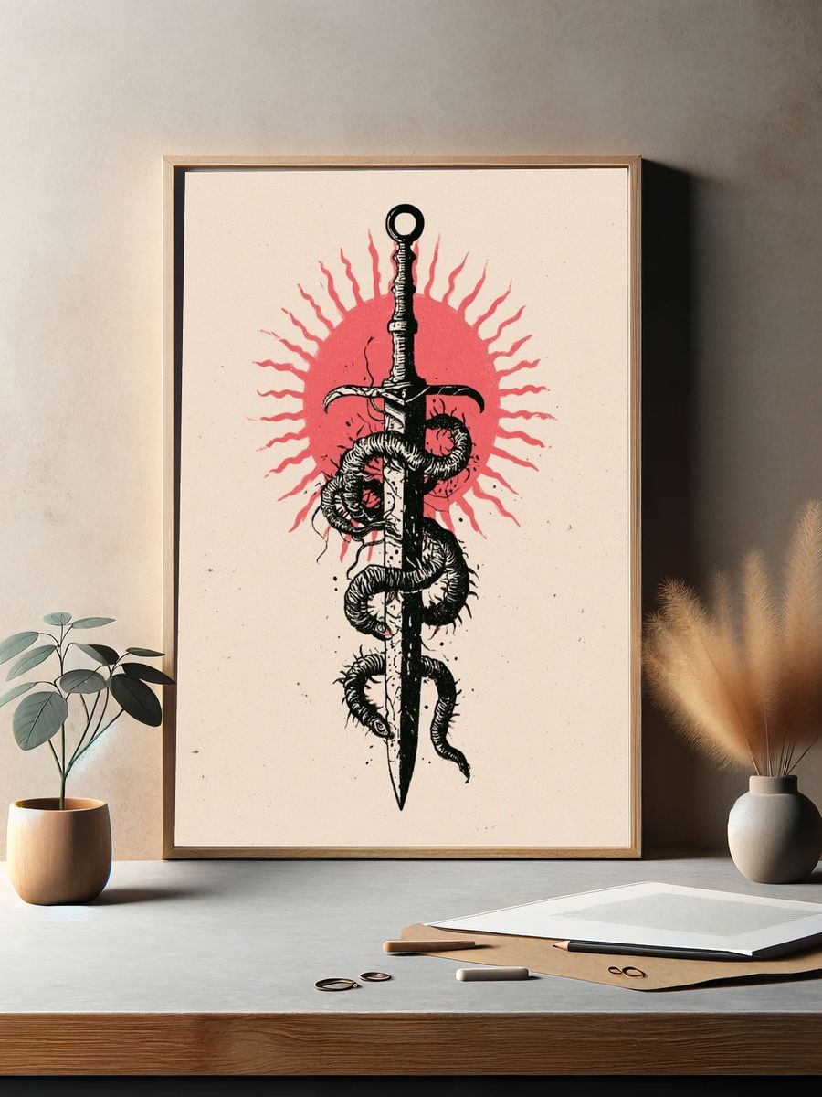 Serpent Sword Illustration Poster. — room view 2