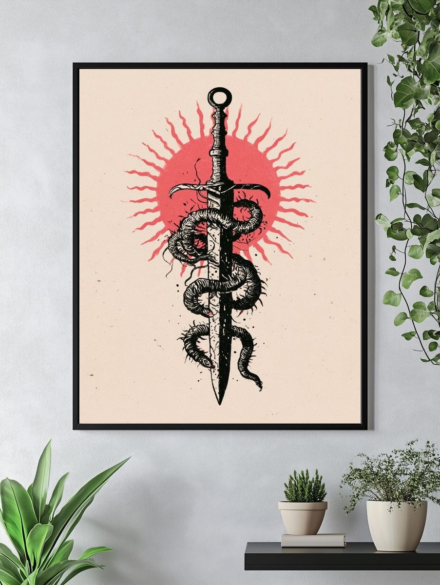 Serpent Sword Illustration Poster. — room view 4
