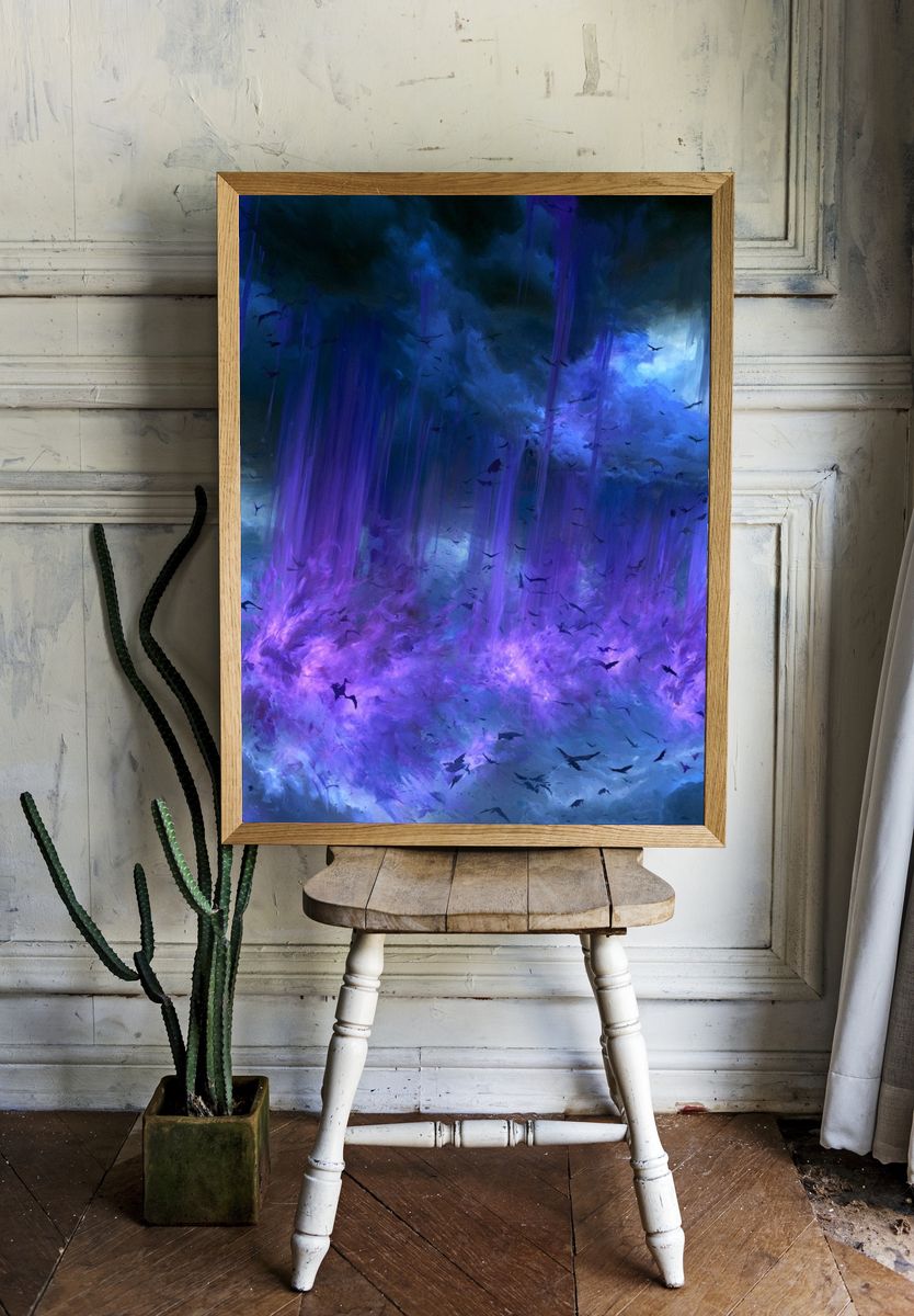 Stormy Sky Abstract Fantasy Print. room preview