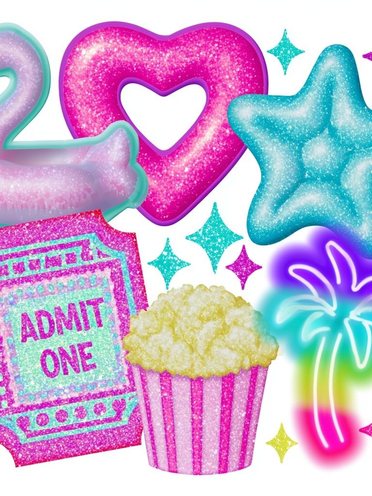Neon Party Icons Illustration Poster. poster detail