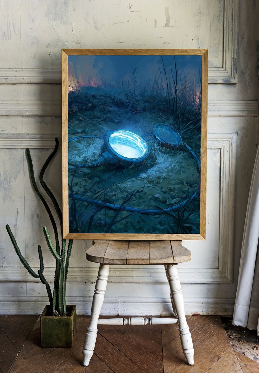 Glowing Goggles in the Grass Illustration Poster. room preview