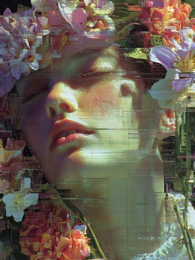 Floral Portrait Digital Art Print. poster print