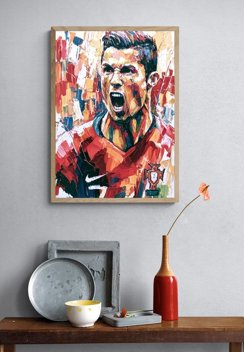 Cristiano Ronaldo Portrait Illustration Poster. — room view 3