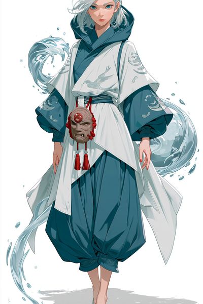 Water Spirit Warrior Illustration Poster. poster
