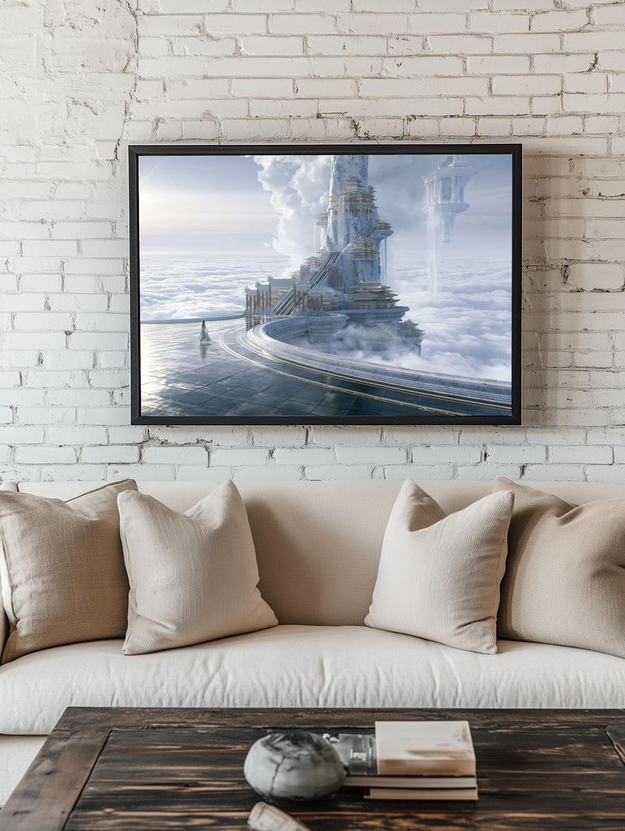Celestial Cloud Temple Print. — room view 1