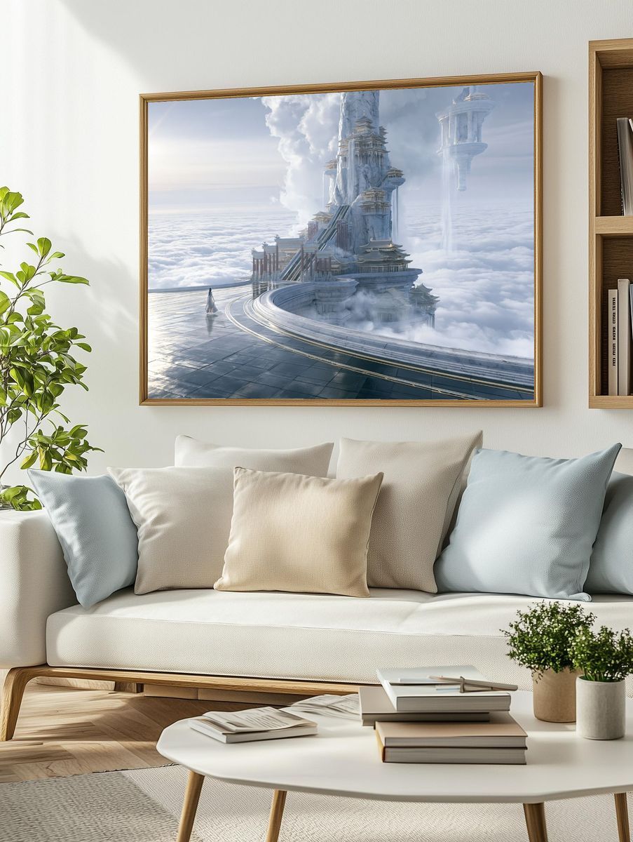 Celestial Cloud Temple Print. — room view 2