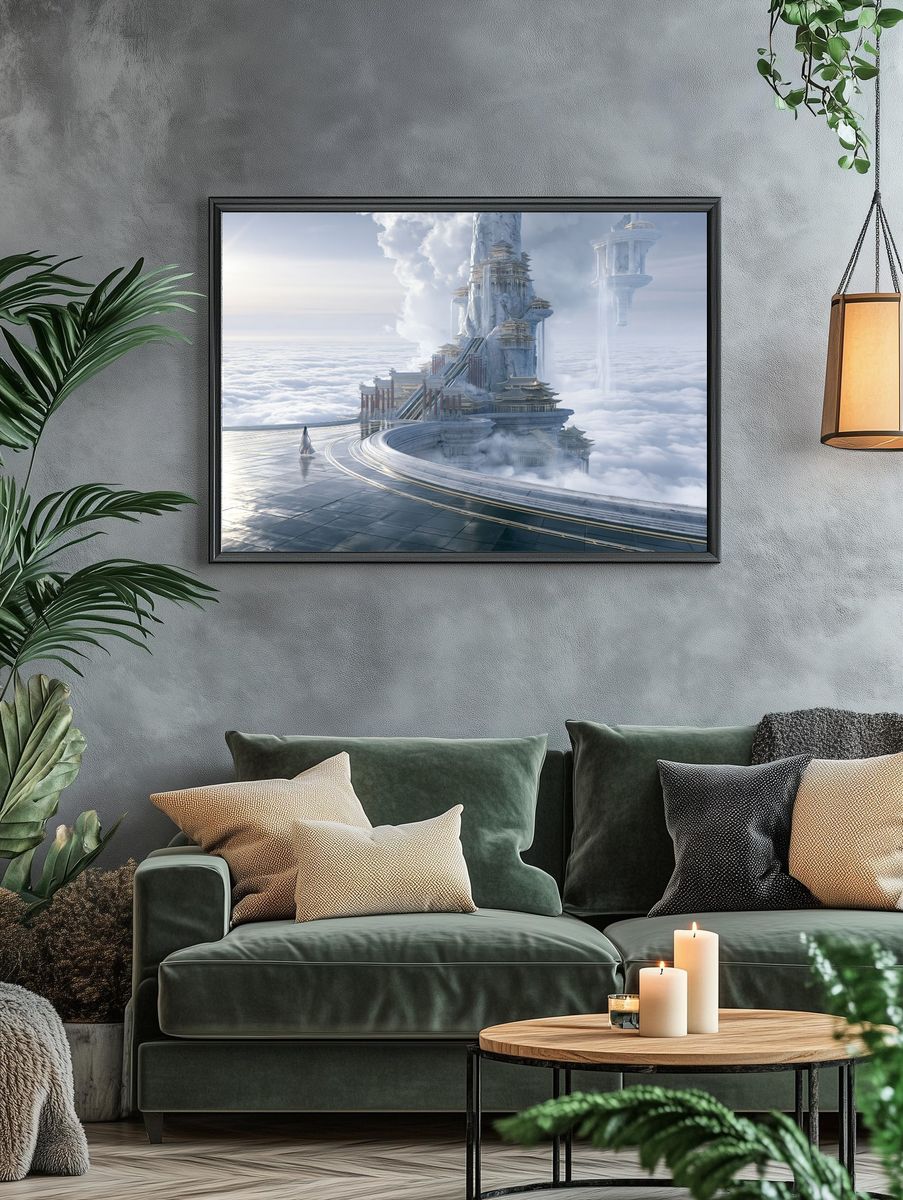 Celestial Cloud Temple Print. — room view 4