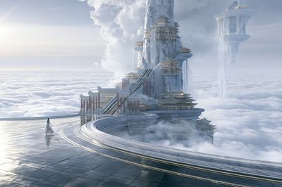 Celestial Cloud Temple Print. poster