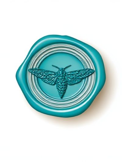 Teal Moth Emblem Illustration Poster.