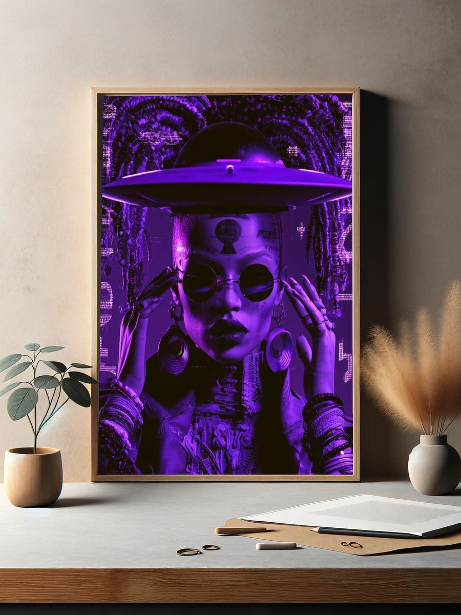 Purple Futuristic Portrait Poster. — room view 2