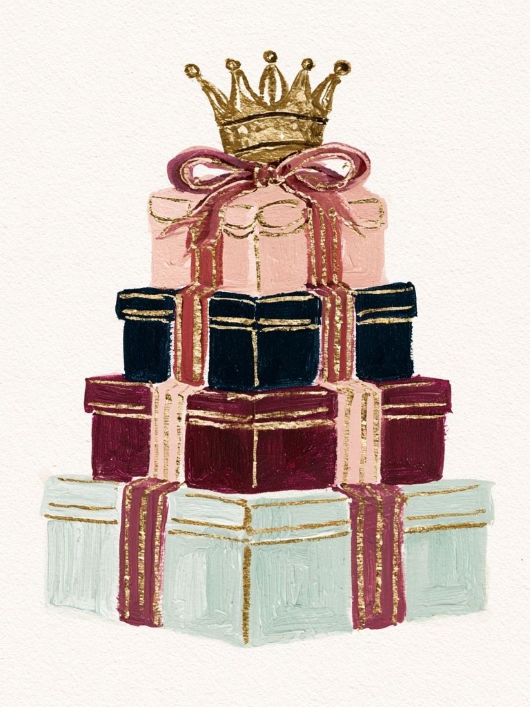 Gift Box Crown Illustration Poster. poster detail
