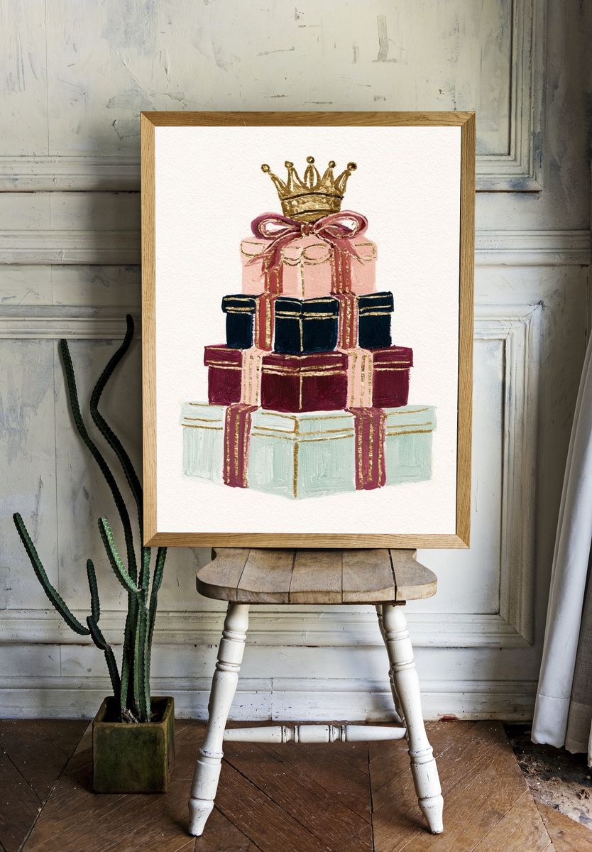 Gift Box Crown Illustration Poster. room preview