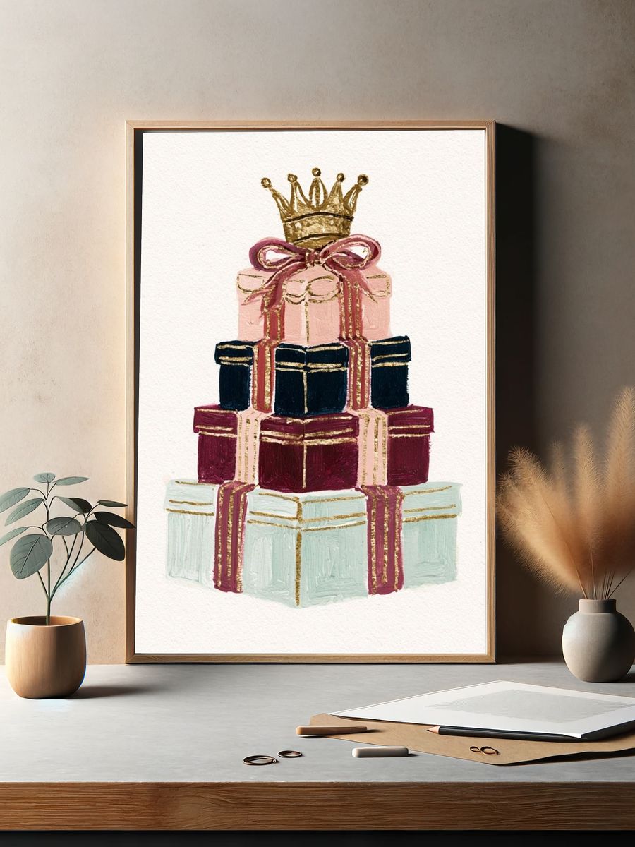 Gift Box Crown Illustration Poster. — room view 2