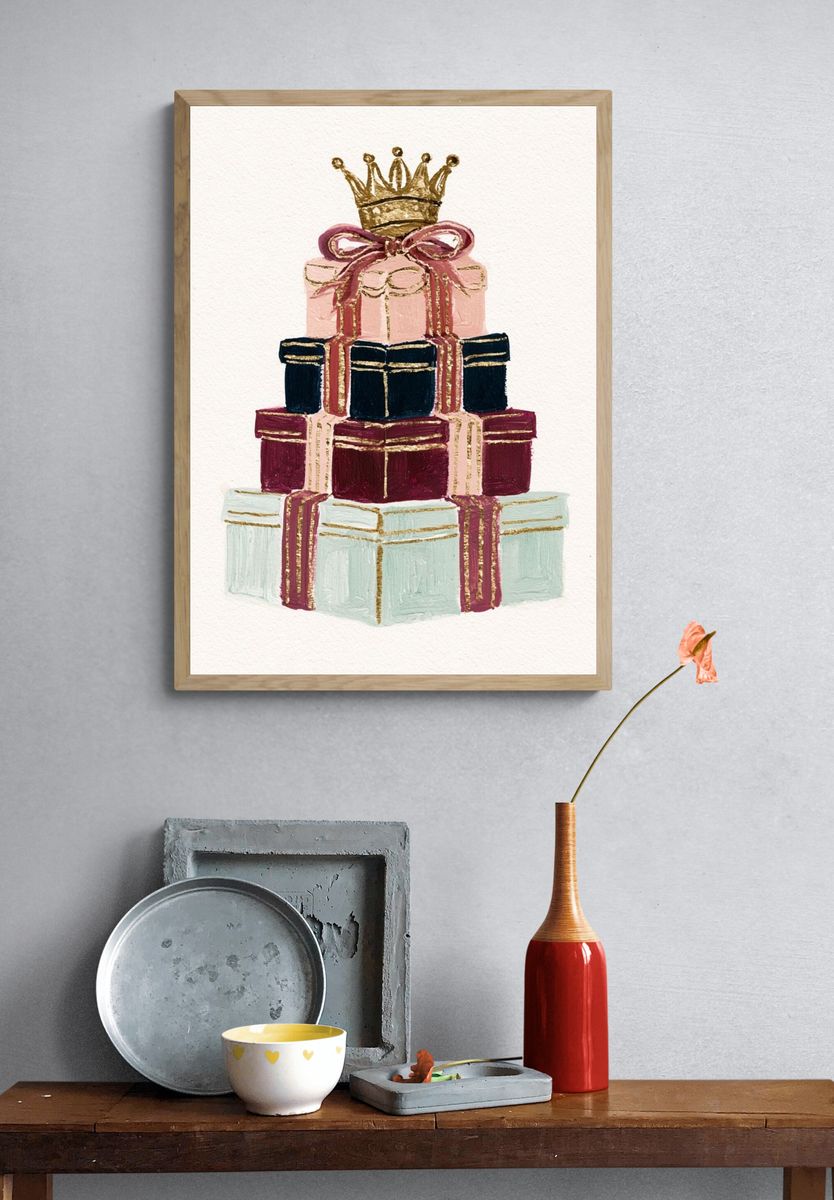 Gift Box Crown Illustration Poster. — room view 3