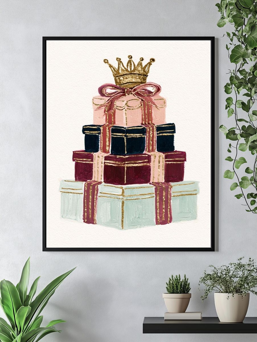 Gift Box Crown Illustration Poster. — room view 4