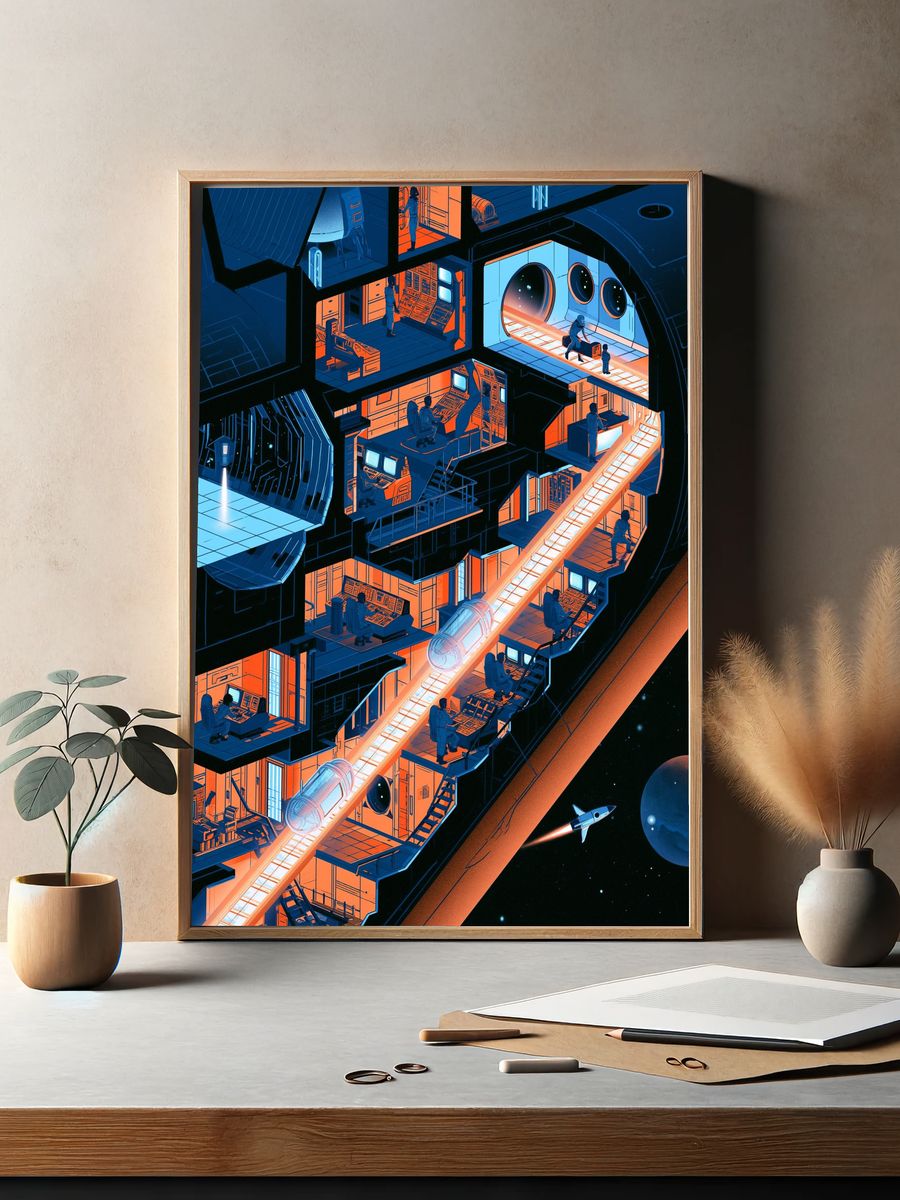 Space Station Corridor Illustration Poster. — room view 2