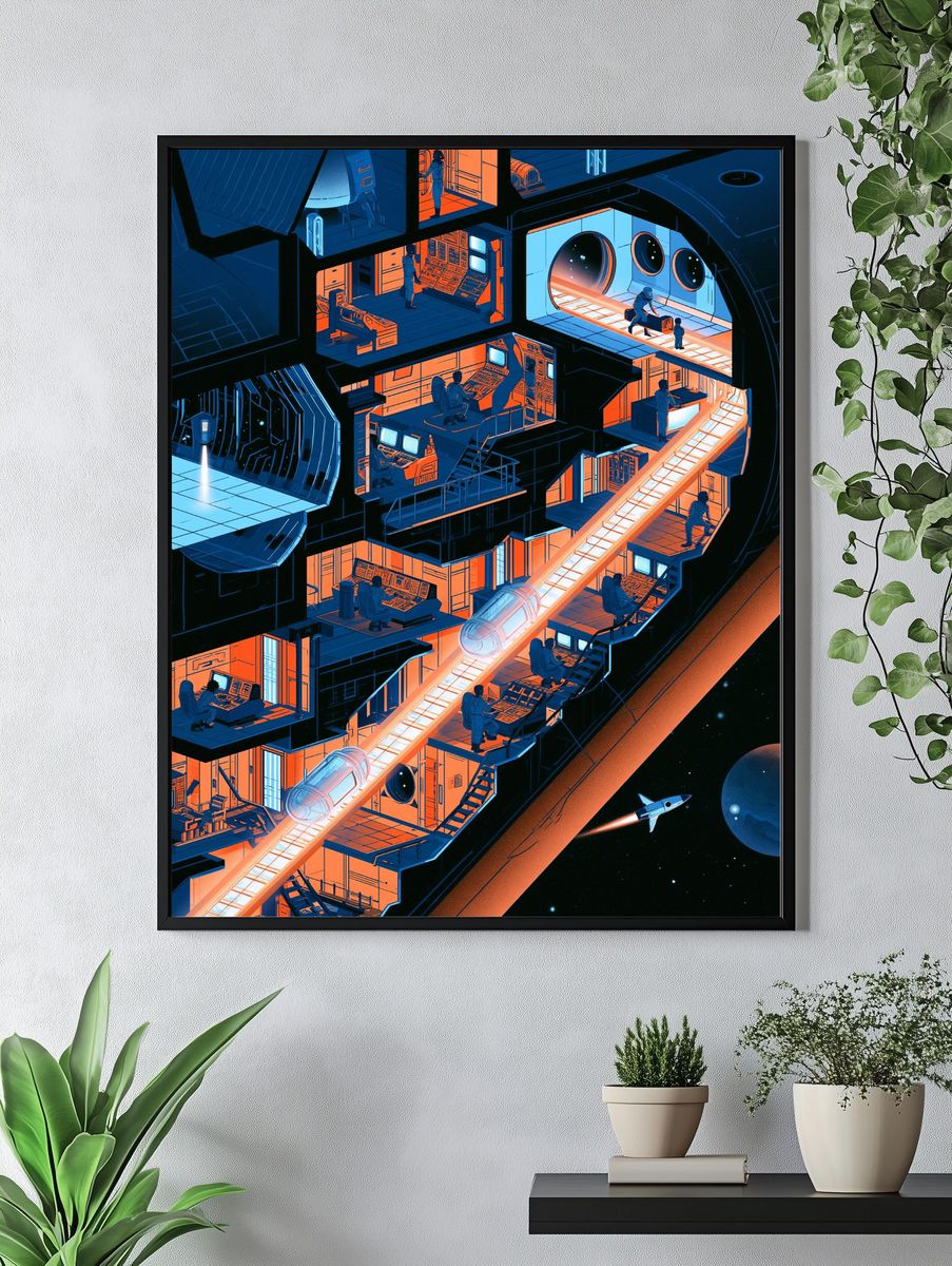 Space Station Corridor Illustration Poster. — room view 4