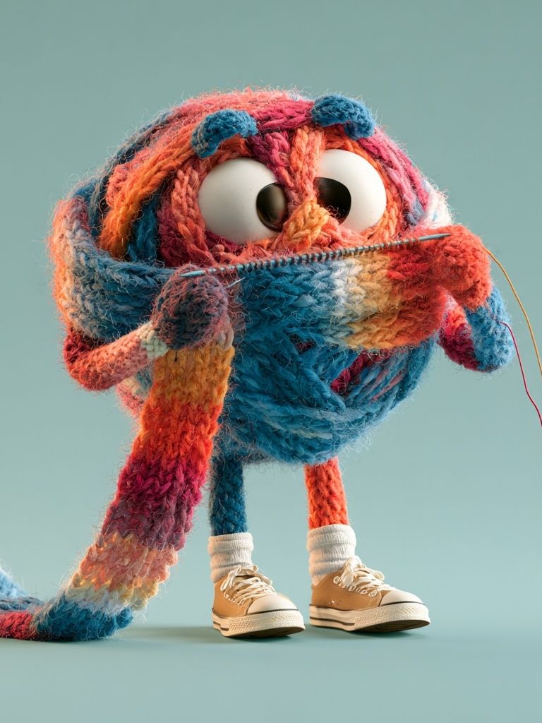 Knitted Character Illustration Poster. poster detail