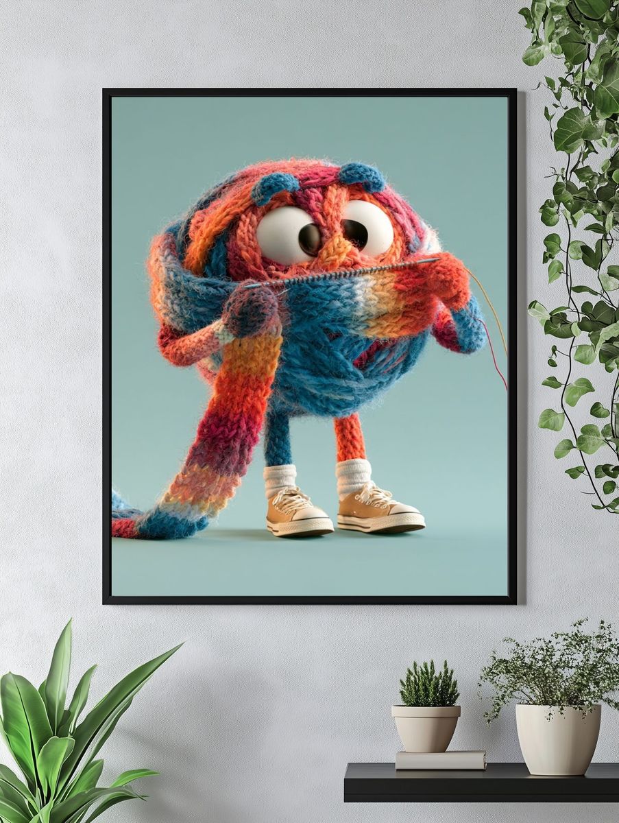 Knitted Character Illustration Poster. — room view 4