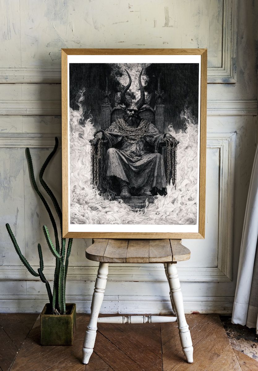 Horned Throne Dark Fantasy Print. room preview