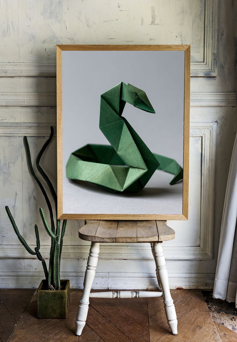 Origami Snake Illustration Poster. room preview