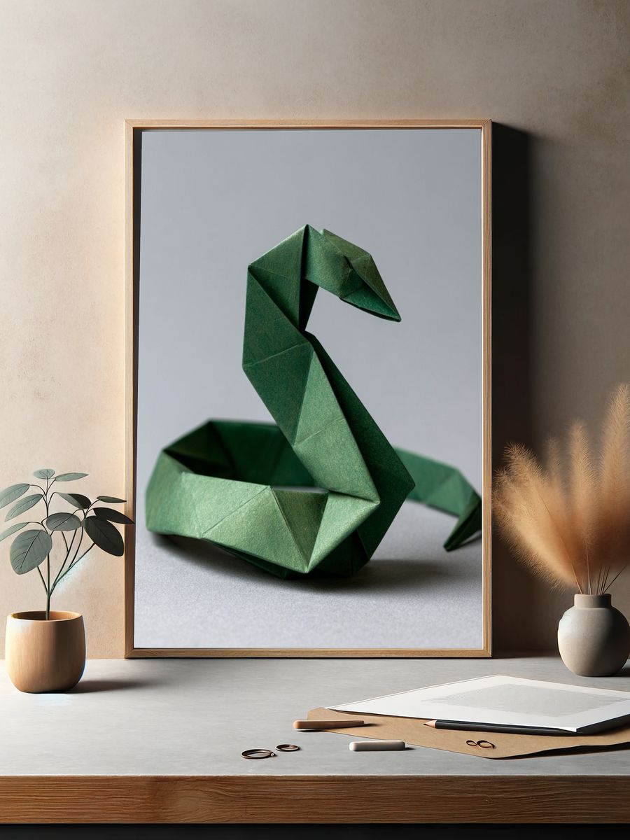 Origami Snake Illustration Poster. — room view 2