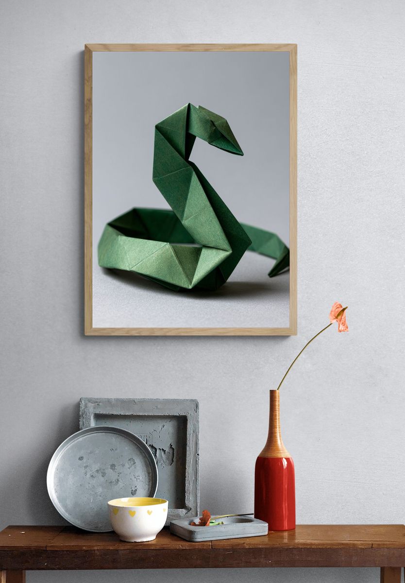Origami Snake Illustration Poster. — room view 3
