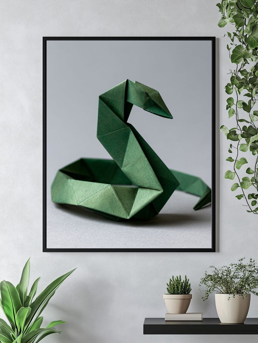 Origami Snake Illustration Poster. — room view 4