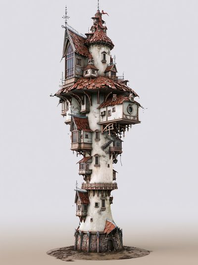 Whimsical Tower House Illustration Poster. poster
