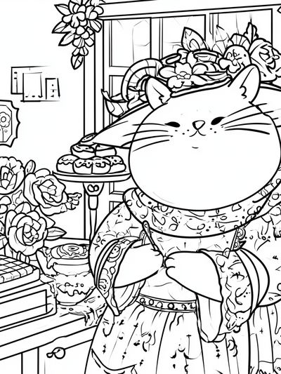 Cat Bakery Coloring Poster. poster