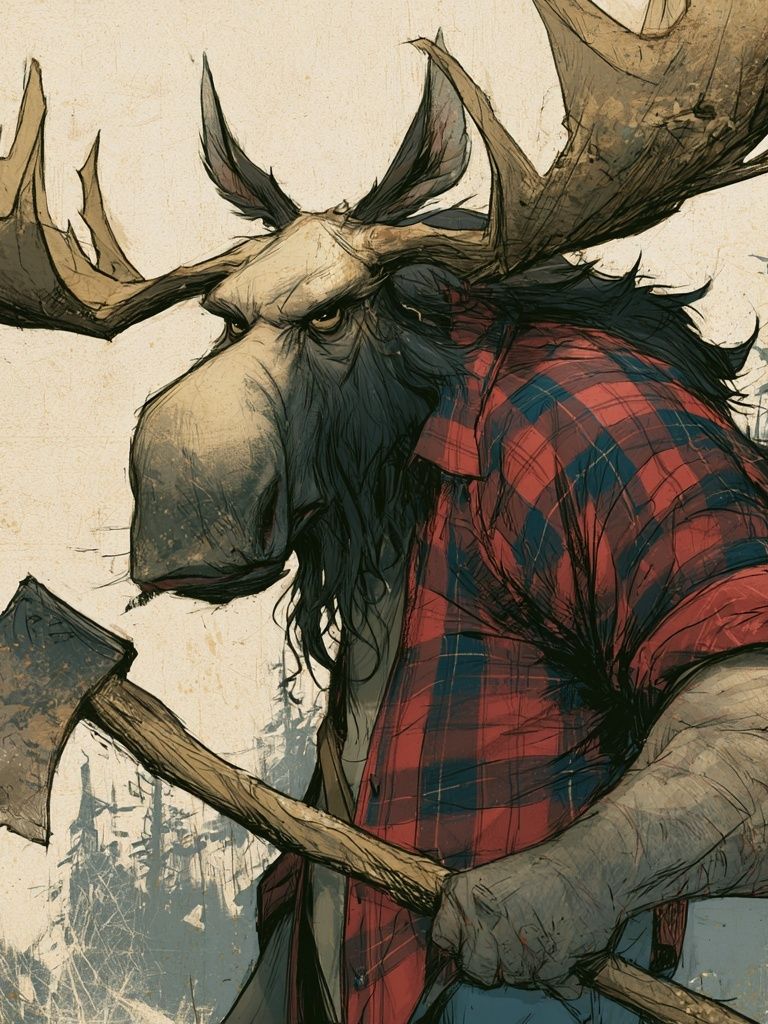 Lumberjack Moose Illustration Poster. poster detail